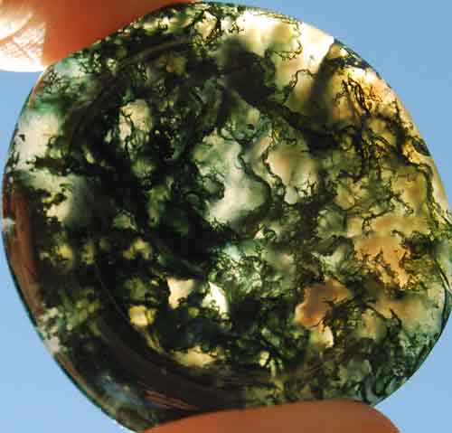 Green Moss Agate Worry/Thumb Stone #12