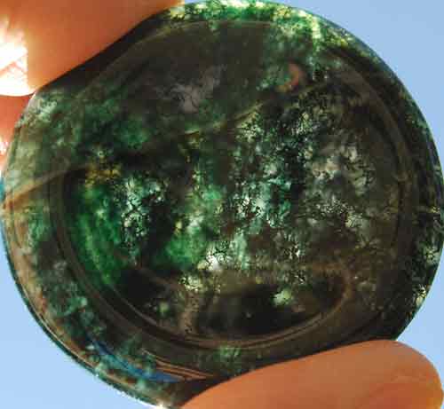 Green Moss Agate Worry/Thumb Stone #15
