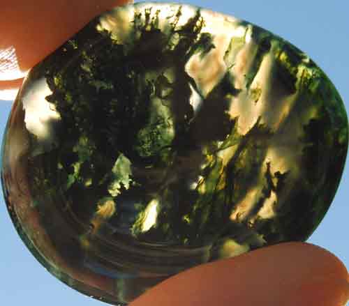 Green Moss Agate Worry/Thumb Stone #3
