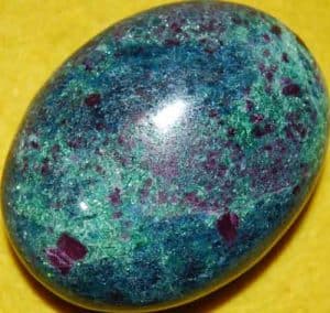 Sparkling Ruby in Fuchsite and Kyanite Soap-Shaped Palm Stone #11