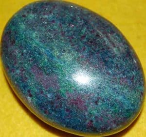 Sparkling Ruby in Fuchsite and Kyanite Soap-Shaped Palm Stone #1
