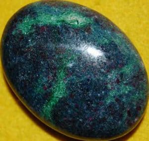 Sparkling Ruby in Fuchsite and Kyanite Soap-Shaped Palm Stone #7