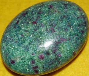 Sparkling Ruby in Fuchsite Soap-Shaped Palm Stone #1