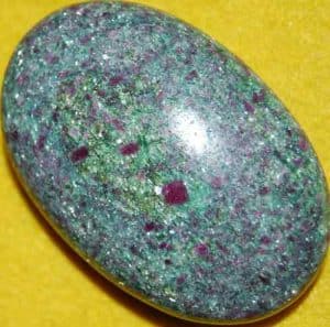 Sparkling Ruby in Fuchsite Soap-Shaped Palm Stone #4