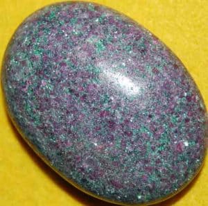 Sparkling Ruby in Fuchsite Soap-Shaped Palm Stone #7
