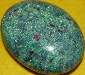 Sparkling Ruby in Fuchsite Soap-Shaped Palm Stone #2