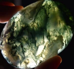 Green Moss Agate Soap-Shaped Palm Stone #6