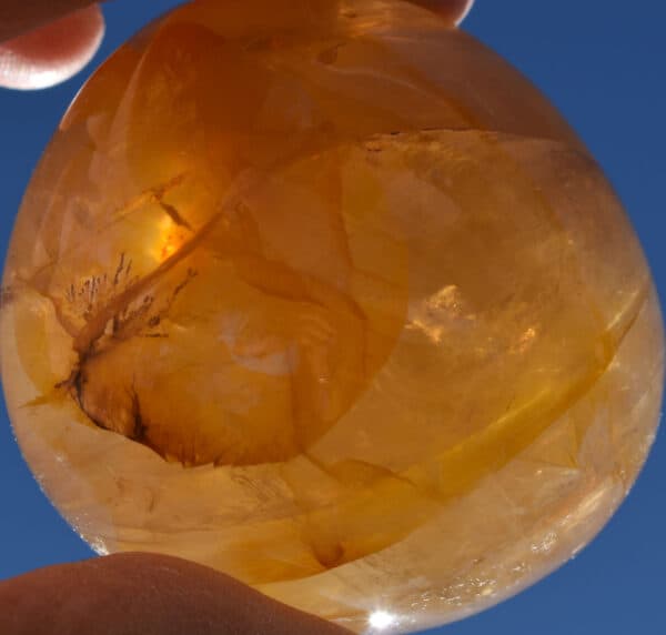 Yellow Hematoid Quartz Palm Stone #12