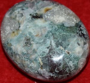 Celadonite with Stilbite Soap-Shaped Palm Stone #14