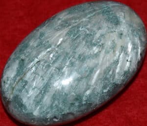 Celadonite with Stilbite Soap-Shaped Palm Stone #20
