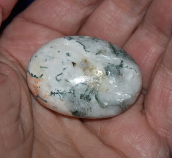 Celadonite with Stilbite Soap-Shaped Palm Stone #2