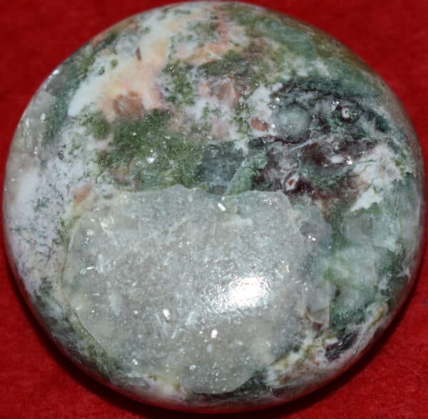 Celadonite with Stilbite Soap-Shaped Palm Stone #34