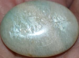 Parrot Green Moonstone Palm Stone #6