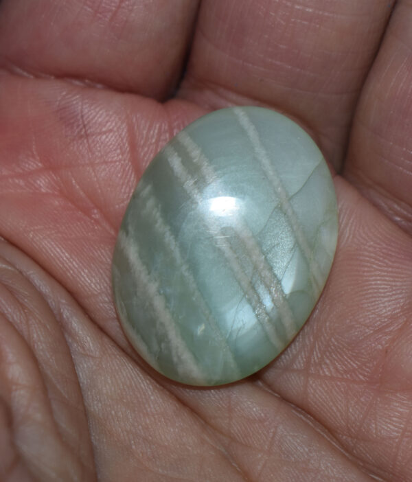 Parrot Green Moonstone Palm Stone #7