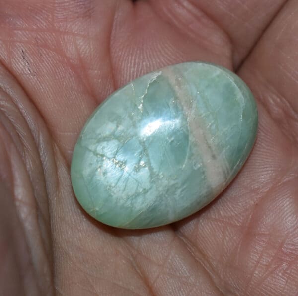 Parrot Green Moonstone Palm Stone #8